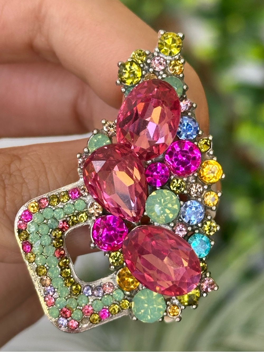 Multicolor Crystal Statement Brooch - Picture 2 of 6